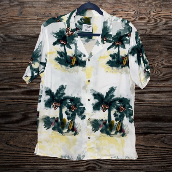 Distortion Other - Distortion Men's Hawaiian Shirt Medium Print Button-Up Viscose Short Sleeve